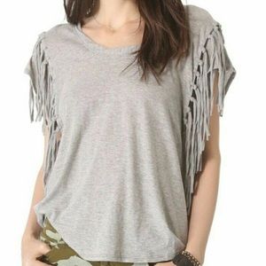 Free People Gray Fantasy Fringe Tee Shirt XS